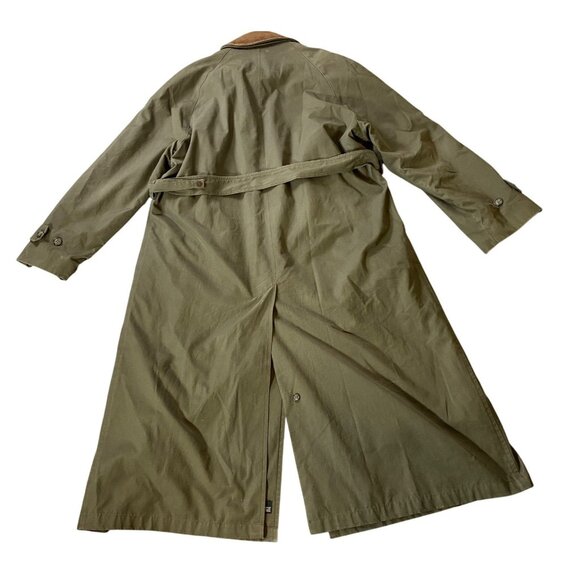 Jos. A. Bank Olive Green Trench Coat w/ Belt Brown Corduroy Collar - Picture 2 of 14